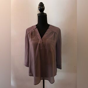 Maurices Blouse Chiffon Long Roll Tab Sleeve V-Neck Women’s Size M